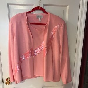 Pink knit 3 piece suit bought in London.